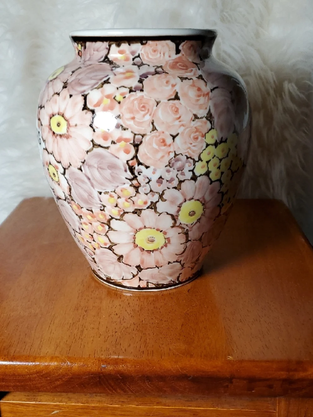 Vintage Boleslawiec Floral Vase Commemorative Of Partnership